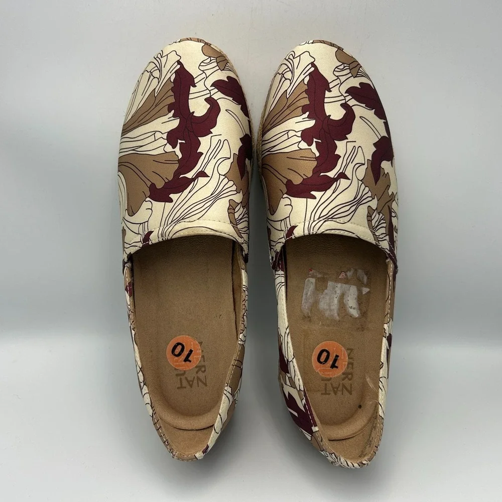 Naturalizer Thea 3 Platform Espadrille Womens 10 Slip On Raffia Floral Canvas